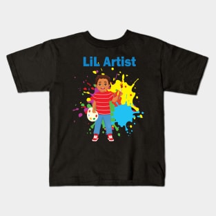 Lil artist cute little boy painting for little artists Kids T-Shirt